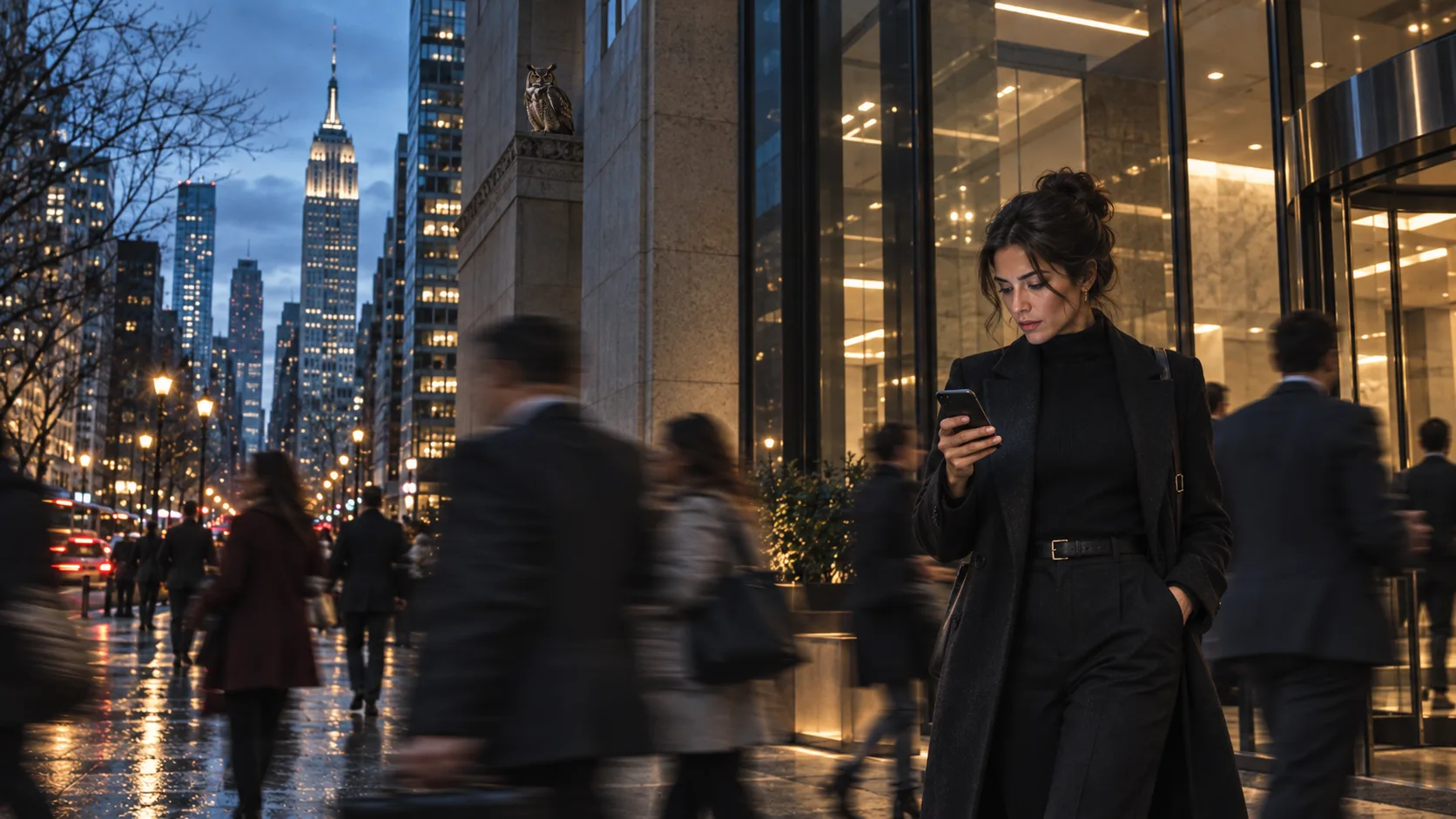 A revenue operator detecting a signal as New York moves around her